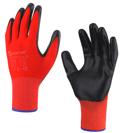 Рукавички нейлонові з неповним нітрильним покриттям /HNN337/ «CENTER»™